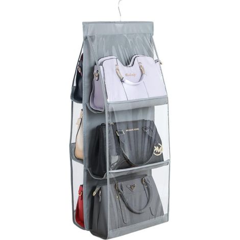 Organizer da appendere per borse con 6 scomparti, 115x34 cm, grigio (1/4)