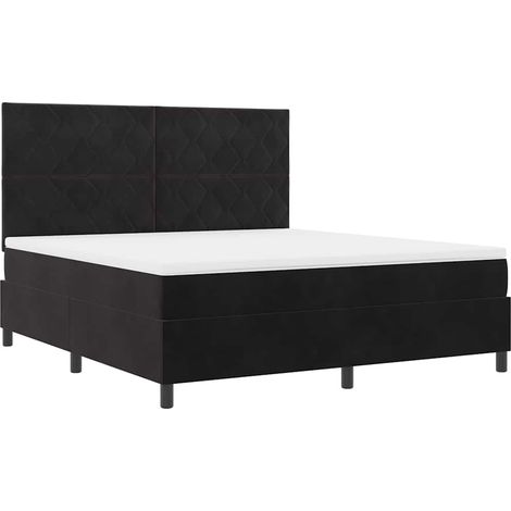 Cama Box Spring LED con cabecera Negro 180 x 200 cm Terciopelo vidaXL (1/5)