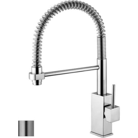 Einhebelspültischmischer mit schwenkbarem Auslauf Stahloptik Paffoni Level Serie LEA176ST Messing - Steel looking (1/2)