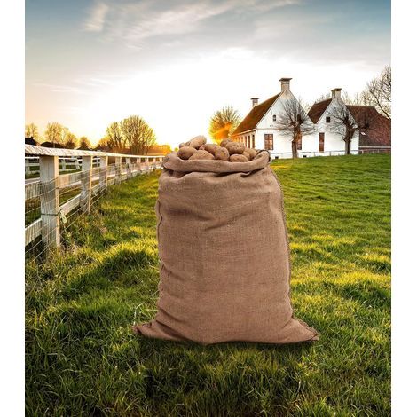 Grands sacs en jute 80 x 50 cm - Lot de 2 - Sac en jute naturel pour bricolage, décoration, jardin, boîtes à objets, Noël, fêtes (1/4)
