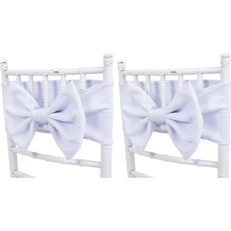 Elegant Chair Bows Tie with Elastic Band Stretchable Chair Sashes Wedding Decoration compatible with Creating Romantics Atmosphere White (1/5)