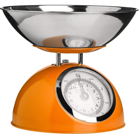 Premier Housewares 0807282 Bilancia da Cucina, 5 kg, con Ciotola in Acciaio Inox, Arancione
