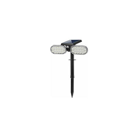 Projecteur solaire double tête 32 LED encastrable au sol avec contrôle de la luminosité, étanche IP65, lampe à détection de mouvement, batterie 2200 mAh (1/5)