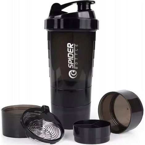 ECARLA Sport-Shaker für Proteinergänzungsmittel mit Sieb, 500 ml, Schwarz, BD55CZ (1/3)