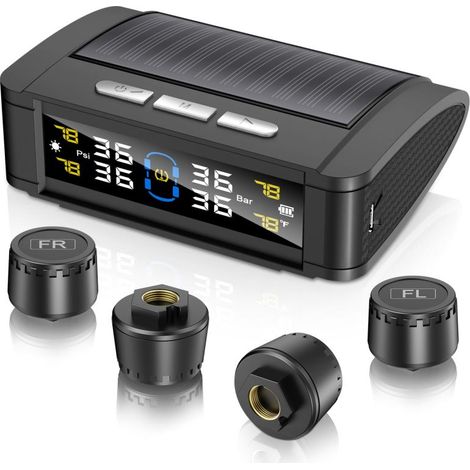 Système TPMS camping-car, 4 capteurs, écran LCD couleur, alarme multilingue (compatible voitures, SUV)