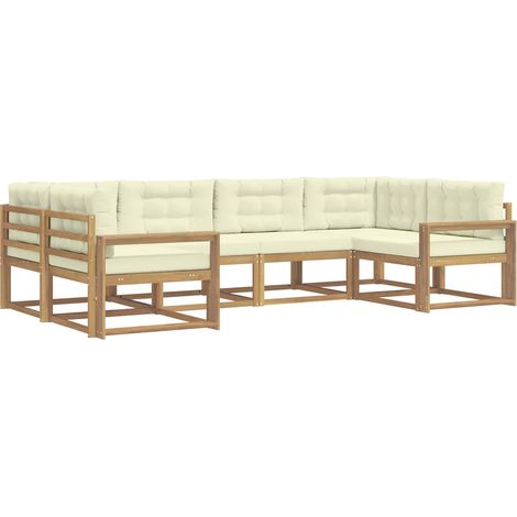 Outdoor Sofa Set 6 pcs White and Cream vidaXL