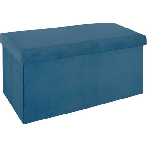 Pouf Pliable en Velours "Tess" 76cm Bleu (1/3)