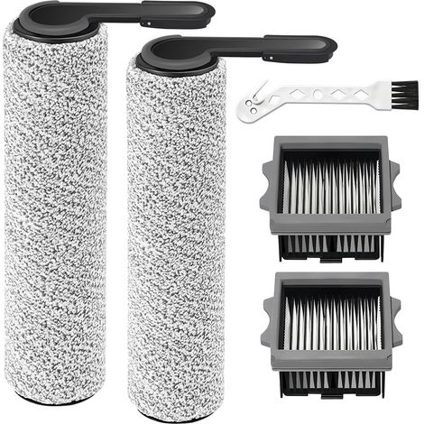 XTRELAMP-Lot de 5 Accessoires pour Tineco Floor One Stretch S6/ Switch S6/ S6 stretch lite/ S7 Stretch Ultra/ i6 Stretch/ i5 Stretch/ S9 Artist, 2 Rouleaux de brosse + 2 Filtres + 1 Brosse de Nettoyag (1/5)