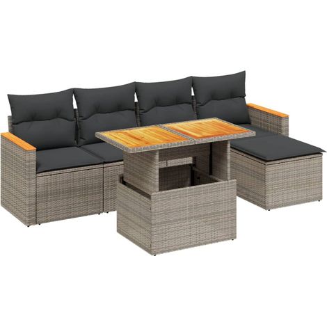 Maison Exclusive - 6-tlg. Garten-Sofagarnitur mit Kissen Grau Pol