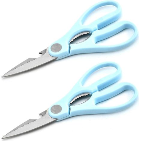 2 pcs Ciseaux De Cuisine, Scie À Ruban En Acier Inoxydable, Ciseaux Ménagers, Ciseaux Multi-usages, Longueur: 20 Cm, Bleu (1/5)