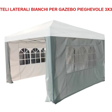 4 TELI LATERALI CHIUSURA DI RICAMBIO PER GAZEBO PIEGHEVOLE DA GIARDINO 3X3 FIERA MERCATINI
