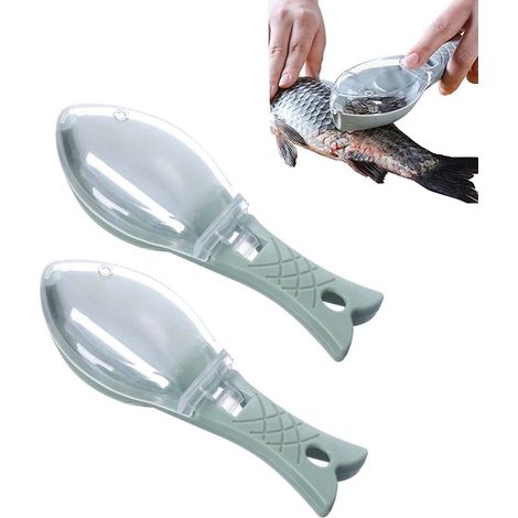 Removedor de escamas pescado portátil 2 piezas, Raspador escamas pescado plástico, Cepillo piel pescado, Removedor rápido escamas pescado, Verde (1/5)