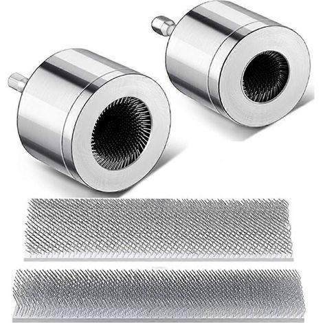 Lot de 2 nettoyeurs de tubes en cuivre et métal avec 2 brosses remplaçables pour perceuse électrique (1/2 pouce, 3/4 pouce) (1/4)