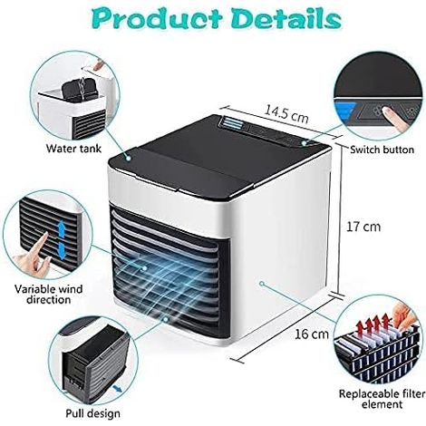 Climatiseur portable,pulvérisation,doté fonctions d'humidification et de purification,Port USB,idéal chambres cuisines.(Blanc) (1/4)