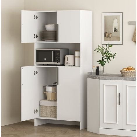 Armario de cocina (79x40x175 cm), amplio espacio de almacenamiento, con encimera, madera, blanco (1/5)