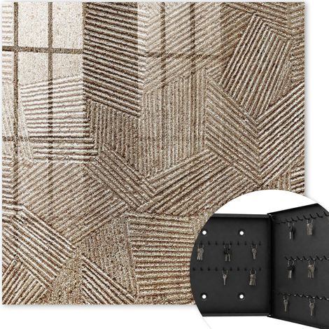 Armoire à clés - (30 cm x 30 cm) - Boîte à clés murale - Coffret de rangement pour clés - Couleur noire - Ouverture vers la droite - Pour maison et bureau - Motif géométrique