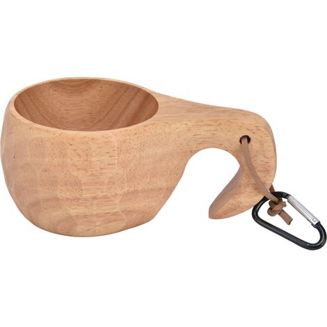 Finnischer Becher aus massivem Gummibaumholz, nordischer Kreativbecher mit Henkel und Haken, tragbares Glas für Milch oder Kaffee, Schildpattmuster. (1/5)