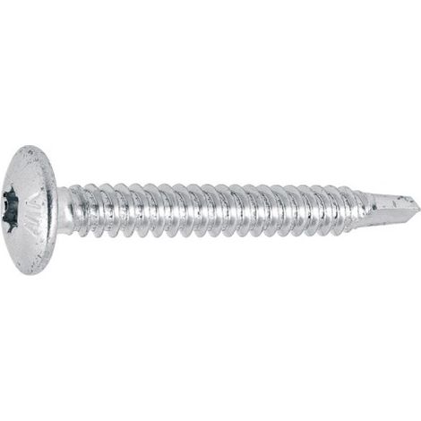 Vis penture autoperceuses tête ronde Torx acier zingué blanc entièrement filetées, Ø 6,3 mm x L 50,8 mm, boîte de 250 - VISWOOD