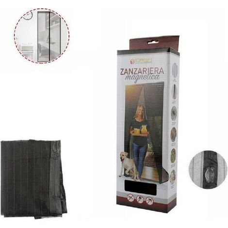 Trade Shop - BALKONTÜR MOSKITONETZ VORHANG MAGNETISCH SCHWARZ 90 X 210 CM -