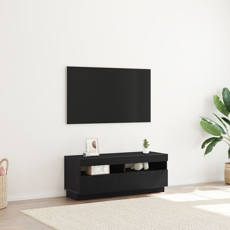 vidaXL TV Cabinet 100 x 35 x 40 cm Black Oak Engineered Wood (1/5)