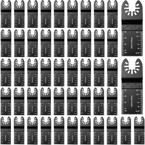 Lot de 50 lames scie oscillante, 35 mm, d'outils oscillantes professionnelles universelles à dégagement rapide pour couper le bois (noir) - (1/5)
