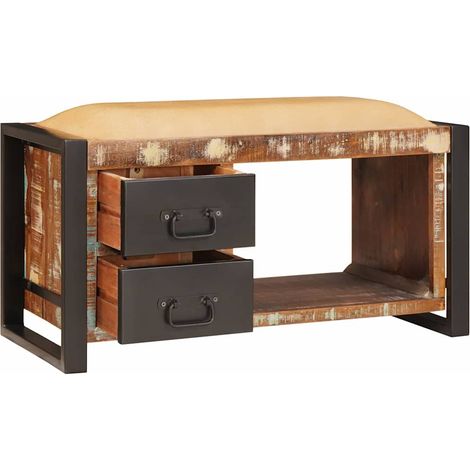 Banc de rangement Multicolore Bois massif de récupération