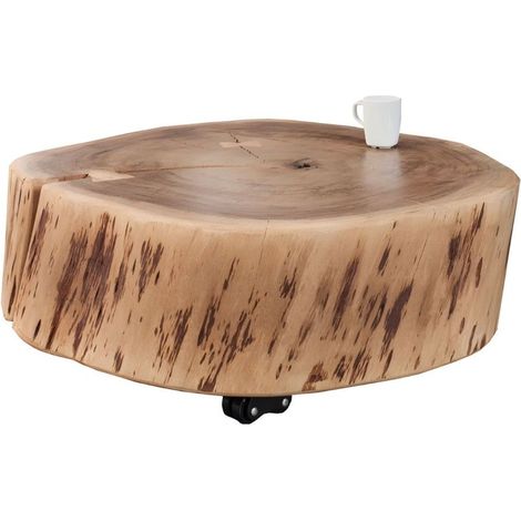 Tavolino basso NOMA rotondo 60 cm in legno massiccio di acacia – Tavolino basso design con piede in metallo discreto