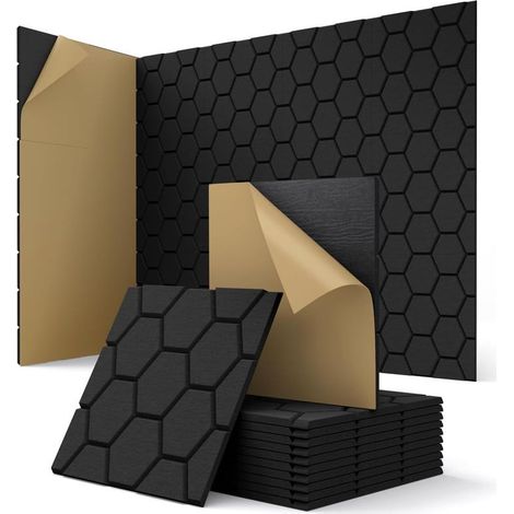 Panneaux muraux autocollants 30 x 30 x 0,9 cm, lot de 12, matériau acoustique haute densité, pour bureaux et studios d’enregistrement (1/5)