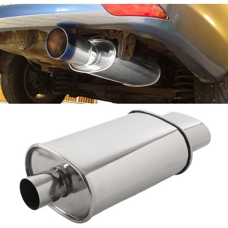63 mm / 2,5 Zoll Edelstahl-Flachschalldämpfer für Fahrzeugmodifikationen (Teilenummer: XH-EP055-SL) (Übergröße) (Übergewicht) (1/5)