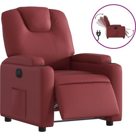 Fauteuil inclinable électrique, similicuir bordeaux (1/5)