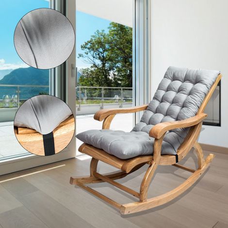 Coussins en daim pour chaise longue, coussin antidérapant pour fauteuil à bascule, coussin de siège matelassé épais et rembourré avec attaches pour fauteuil inclinable de jardin (1/3)