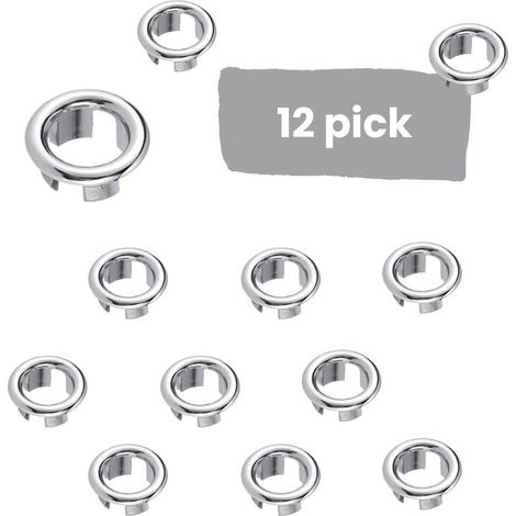Débordement D'Évier Anneau, 12 Pcs Anneau de Débordement d’Évier Couvercle de Trop-Plein, Anneaux de Débordement d'Évier, pour Bain, Cuisine, Évier (1/4)