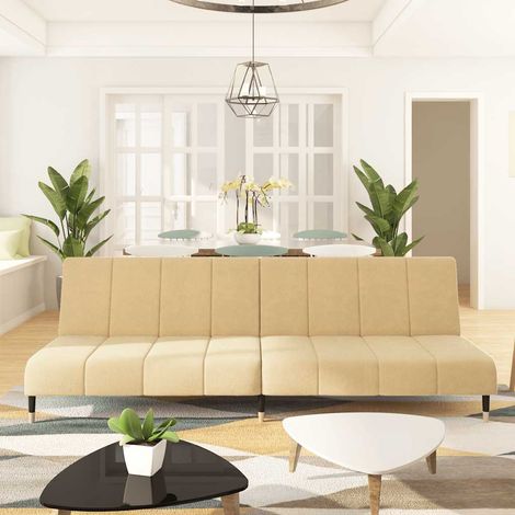 Schlafsofa 2-Sitzer Creme Samt vidaXL