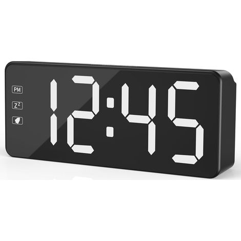 Réveil numérique avec Grand écran LED, luminosité réglable, Format 12/24h, Facile à Utiliser, Fonctionnement sur Secteur avec Adaptateur, Horloge de Chevet Parfaite pour la Maison, Le Bureau (1/5)