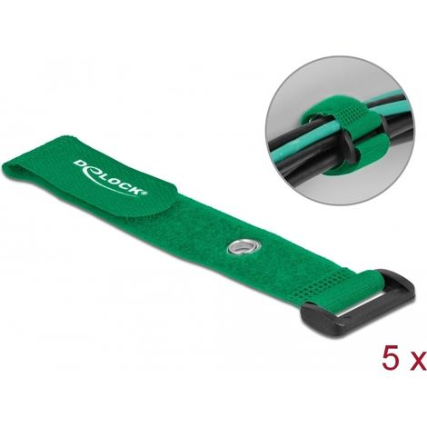 Delock Brida de cable con lazo y ojal de sujeciÃ³n LA 190 x AN 25 mm verde 5 piezas