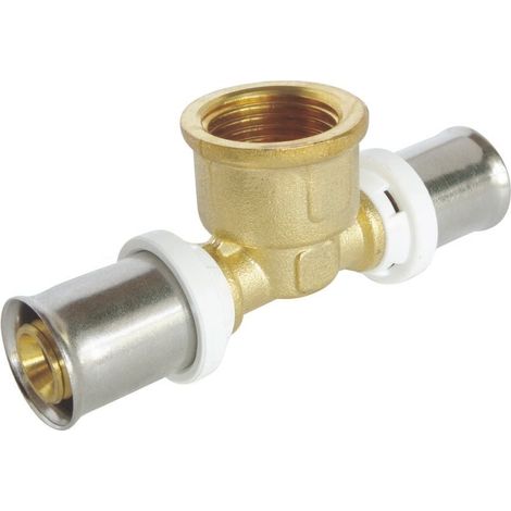 Té à sertir pour tube multicouche Ø16 Femelle 15/21 - Raccordement facile et rapide, compatible avec profils U, H, TH - Sécurité d'étanchéité (1/3)