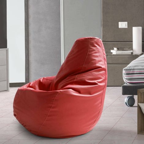 Talamo Italia Pouf Annachiara, Sac pouf, 100% Made in Italy, Pouf en similicuir, Cm 70x70h110, Rouge, avec emballage renforcé (1/3)