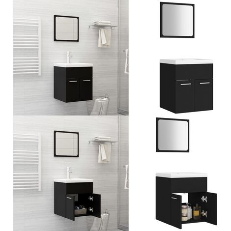 vidaXL Badmöbel-Set Schwarz Holzwerkstoff (1/5)