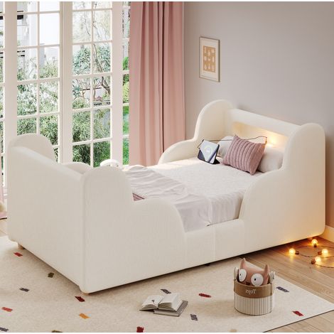 Cama dormitorio nube con luz USB y puertos C beige HAVRYA (1/5)
