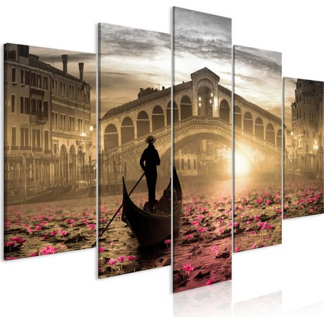 Tableau 5 Panneaux "Magic Venice Wide Orange" 50 x 100 cm (1/2)