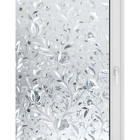 Film de vitrage électrostatique 60 × 200 cm – décoration tulipes 3D – protection UV pour intérieur (1/5)
