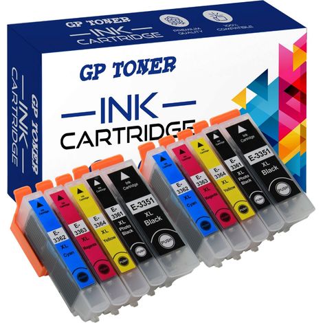 10 cartouches d'encre CMJN pour Epson GP-E3365XL (x2) (1/5)