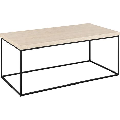 Table basse rectangulaire 110x55x45 cm décor travertin beige - AYA (1/5)