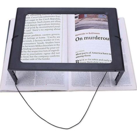 Lupa de lectura rectangular de 12 LED con soporte para libros, personas con discapacidad visual, personas mayores, costura, joyería - KZQ