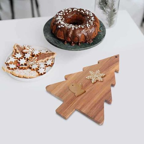 Planche À Fromage - Forme D'Arbre De Noël - En Bois D'Acacia - Pour Apéritif Fromage Charcuterie Sushi - 1 Pièce (1/5)