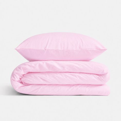 Set di biancheria da letto per bambini in cotone, 2 pezzi, federa e copripiumino, 135x100 cm - rosa (1/5)