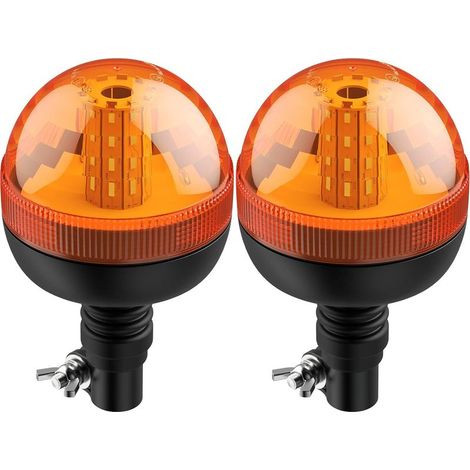 2PCS Gyrophare LED Rotatif Orange 12V-24V E-Mark 40 SMD LED 3 Modes d'Eclairage Etanche Anti-Poussière pour Le Camion de Pompiers l'Ambulance l'Arroseur Routier Camion (1/5)