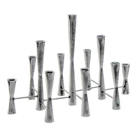Parker 11 Piece Candle Centerpiece - Mild Steel - L27 x W51.5 x H42 cm - Silver