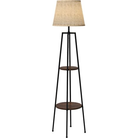 2 Étagères et Abat-Jour Tissu Éclairage et Décoration Lampadaire Moderne Lampe sur Pied E27 pour Salon Chambre et Bureau (1/5)