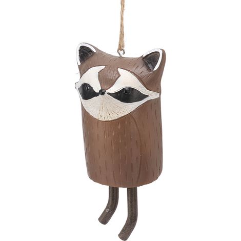 Carillon à Vent Animaux Rustique en Résine Artisanal, Décoration de Jardin Naturelle pour Extérieur, Panda Roux